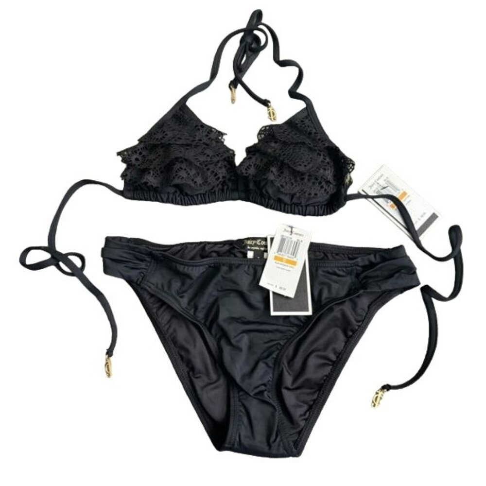 Juicy Couture swim wear‎ bikini two piece size Small black color womens summer